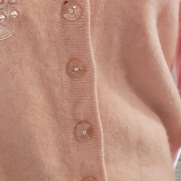 Perfect Vintage Carducci Embellished Lambswool/Angora Pink Sweater (M) - Picture 6 of 10